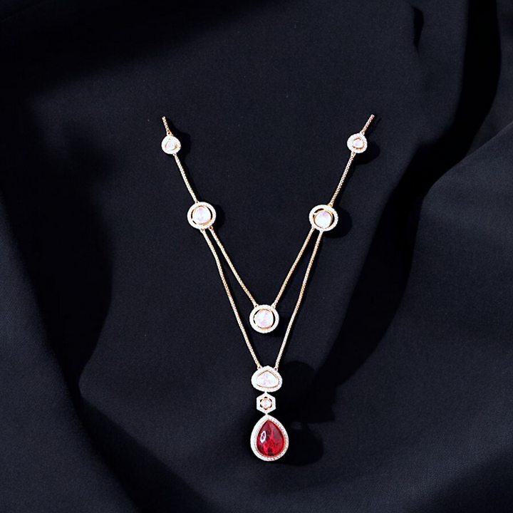 kundan Ruby Red(Double Stone) Necklace