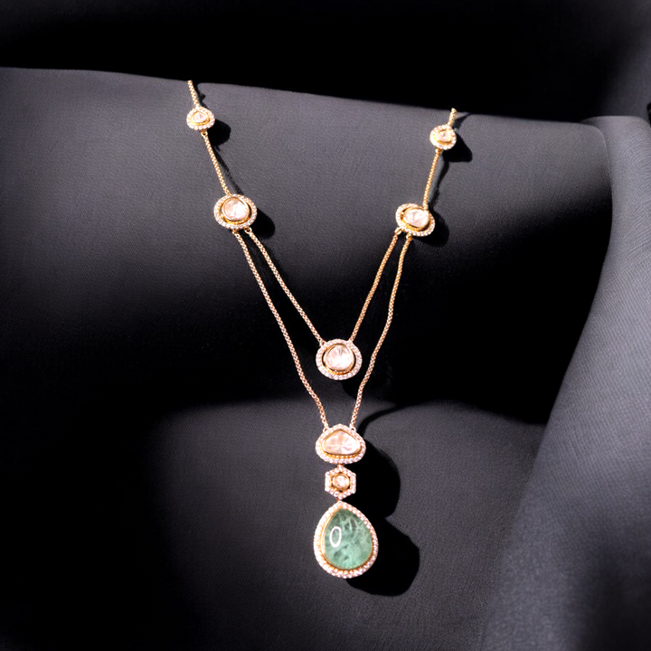Kundan Mint Green (Double Stone) Necklace