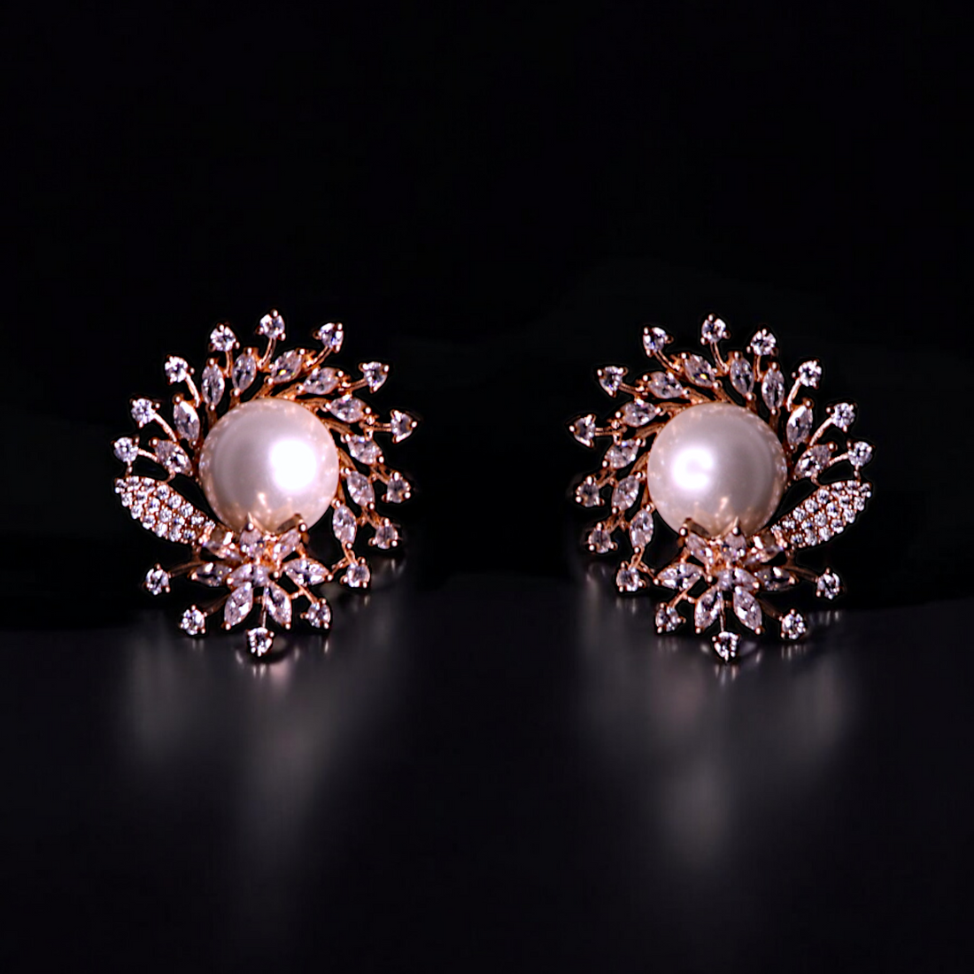 rosegold kundan earring
